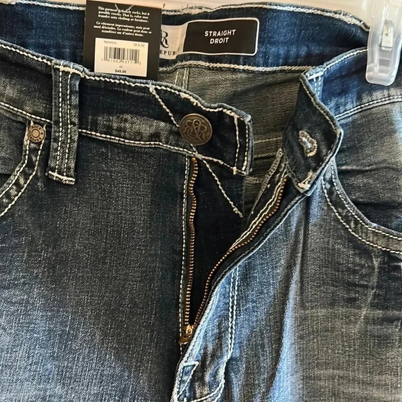 ROCK & REPUBLIC  denim jean,men 38x32 NEW!straight,high rise,embroidered logo - Picture 14 of 16